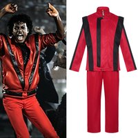 Ms Michael Jackson coat premium overcoat red retro coat MTV pants collection outwear party cosplay instinct costume