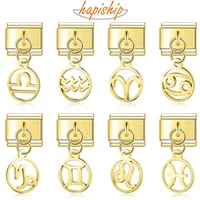 Hapiship Women 2024 Fashion New 12 Constellation Italian Charms Link Fit 9mm Bracelet Stainless Steel Making DIY Jewelry DJ1214