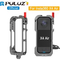 PULUZ Dual-Prong Mount Camera Cage For Insta360 X4 Air 2025 Metal Precision Hole Cold Shoe Expansion Frame & Lens Protective Cap