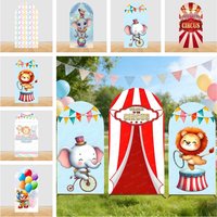 Anime Carnival Circus Tent Animals Children's Birthday Party Baby Shower Arched Background Set Photography Decoration Background