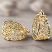 Huitan Gold Color Women Hollow Hoop Earrings Versatile Party Daily Metal Accessories Fashion Wedding Daily Delicate Lady Jewelry