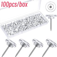 100pcs Transparent Push Pins Round Head Nail Thumb Tacks Clear Stick Pins Push Pins Painting Photo Wall Stud Office School