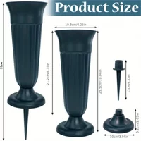 Cemetery Vase with Stake and Base for Headstones, Assembled Flower Vase for Outdoor Events, Grave Memorial Flower Container