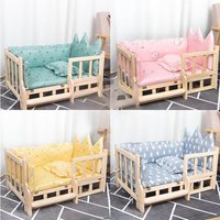 Solid Wood Dog Bed Off The Ground Autumn And Winter Princess Kennel Universal In All Seasons Removable And Washable Teddy Cat Ne