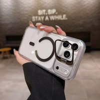 Luxury Matte Translucent Armor Shockproof For Magsafe Bracket Case For iPhone 16 17 13 14 15 12 Pro Max 17 Wireless Charge Cover