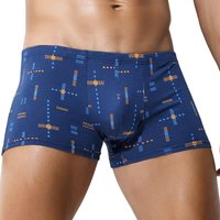 3-Pack of Cotton Men's Printed Underwear, Men's Comfortable Pure Cotton Antibacterial Pouch Boxer Briefs, Mid-Waist, Light and B
