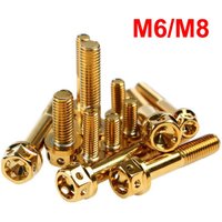 M6 M8 Titanium Bolt 10/15/20/25/30/35/40/45/50/60 Gold Hex Head Screws With Drilled Holes Titanium Screws Motorcycle