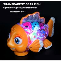Colorful Transparent Gear Fish,Electric Universal Fun Toy(Does not include batteries),Gear Transmission Mechanism,Dazzling Light
