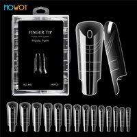 MOWOT Nail Dual Forms 140pcs/box Clear Acrylic Reusable False Nail Tips Nail Molds for Poly Extension Gel 14 Sizes Nail Top Form