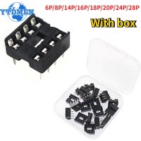 20pcs/box IC Sockets 2.54mm Connector 6pin 8pin 14pin 16pin 18pin 20pin 24pin 28pin DIP Socket Solder Type Narrow Body IC Seat