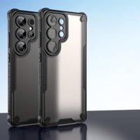 For Samsung Galaxy S25 S24 S23 S22 Ultra ,S25 Plus Case Semi-translucent Matte PC+ Soft TPU Edge Camera Lens ProtectionCover