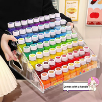 7-Layer Transparent Acrylic Storage Rack, Tiered Display Shelf with Handle for Cosmetics Badges Paint Bottles