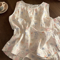 New Arrival Women's Summer Clothing: Sweet Colorful Bow Print Tank Top Pajamas - Fresh and Lightweight Summer Loungewear Set