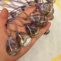 AA Natural Mexico Agate With Amethyst Quartz Water Drop Pendants and Long Bucket Bead Rough Size for Jewelry Making Necklace
