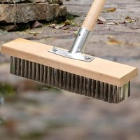 Multipurpose Floor Brush Head Durable Stainless Steel Wire Scrubber Deck Broom Cleaner for Kitchens Bathrooms Outdoor Patios