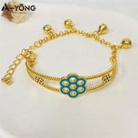 Dubai Muslim Fashion Kid's Bracelet 21k Gold Plated Child Exquisite Cute Charm Cuff Bracelets Arabic Children Party Jewelry