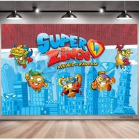 Cartoon SuperZings birthday Birthday Backdrop Dinning Photography Backdrops Party Banner Printing Backdrop Cloth Photo Studio