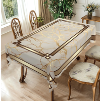 1 Piece of Light Luxury Marble Round Tablecloth, Available in Various Sizes, with a Milky White Background and Interwoven Gold Texture, Embossed Edge Craftsmanship, Suitable for Terrace and Garden