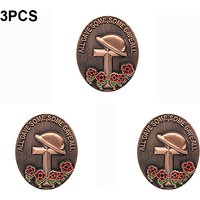 3pcs a lot 3D Poppy Flower Flag Metal Lapel Pin Flag Pin Badge
