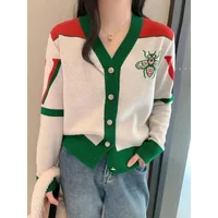Luxury Brand Design Long Sleeves V-neck Cardigan Sweater For Women Knitwears Outfits Tops Coat Y2k Vintage Outerwears Clothing