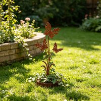 1Pc Wrought Iron Garden Decoration Stake, Butterfly Element, Garden Decoration, Vintage Style, Easy to Install, Suitable for Outdoor Lawns, Courtyard Gardens, Flower Bed and Flower Pot Decoration.