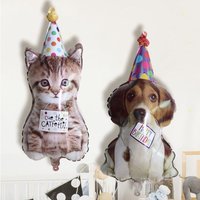 2Pcs Cartoon Anime Cat Dog Birthday Hat Balloon Children's Birthday Party Fun Balloons Cute Cats Theme Decoration Kids Supplies