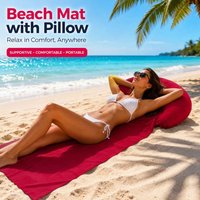 1PC Beach Mat with Inflatable Pillow Portable Sunbathing Lounger Outdoor Beach Towel for Pool Camping Travel Summer