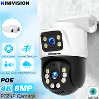 Dual Lens 8MP 4K POE PTZ IP Camera ONVIF Outdoor Video Surveillance CCTV Cameras For Xmeye NVR Two Way Audio Human Detection