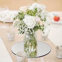 9PCS Practical Candle Tray Round Shatterproof Acrylic Mirror Cosmetic Dining Table Wedding Birthday Photo Props 1mm Silvery 30CM