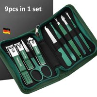 Green 6-18 Pcs Manicure Set With Leather Case Professional Foot And Face Care Tool Kits Stainless Steel Nail Clipper Sets Gift