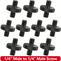 1/4" Male to 1/4" Male Threaded Tripod Screw Adapter Double Head Stud Standard Mounting Thread Converter for Camera Tripod Mic
