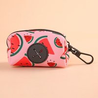 New Cute Fruit Pattern Dog Poo Bag Holder with Buckle Waterproof Waste Bag Holder Zipper Poo Bag Dispenser for Dog Leash