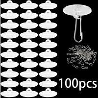 100pcs Self-Adhesive Ceiling Hooks Ceiling Discs for Hanging Removable Sticky Wall Hanger for Wedding Birthday Wall Decoration