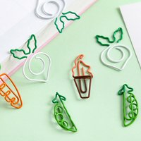 10Pcs Creative Vegetable Carrot Ice Cream Paper Clip Metal Bookmark DIY Student Read Label Supplies Stationery