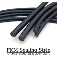 Fluoro rubber FKM round strip resistant to high temperature/acid and alkali/corrosion/oil O-ring black sealing strip Dia 1~6mm