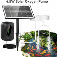 4,5W Solar-Teichbelüfter, Solar-Sauerstoffpumpe mit 2200mAh Akku & 2 Luftbelüftungssteinen, Geräuscharme Solar-Luftpumpe für Fischteich/Tank