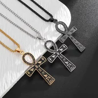 Ancient Egyptian Animal Totem Ankh Cross Pendant Necklace for Men Women Fashion Charm Lucky Riding Jewelry