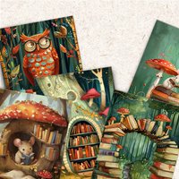 32pcs,Animal Magic Bookstore Postcards, decoration/greeting cards/postcards, high-precision printing, collectible and mailable