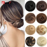 AOSI Synthetic Donut Bun Scrunchie Chignons Hair High temperature Natural Fake Clip in Hair Ponytail Extensions Accessories