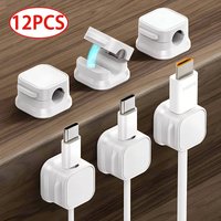 6/12Pcs Magnetic Cable Clip Cable Holder Adhesive Wire Keeper Cord Cable Organizer for Home Office Under Desk Management