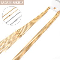 LUXUKISSKIDS 10pcs/lots 1/2mm 40/45+5cm Snake Chain Necklace Gold Color Wholesale Stainless Steel Round Rope Chains Jewelry DIY