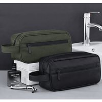 Retro Men'S Toiletry Bag Sports Faux Leather Large Capacity Storage Bag Business Trip Travel Cosmetic Bag Handbag Makeup Bag