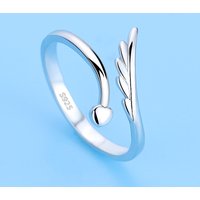 Love and Angel Wings 925 Sterling Silver Adjustable Rings Women Ring Cute Jewelry Lovers Gift Party Accessories
