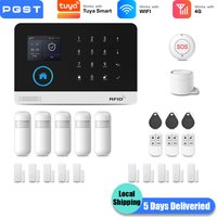 PGST Einbruchmelder Set intelligent WiFi 4G Works with Tuya Smart Life drahtloses Sicherheitssystem für Haus Wohnung Büro App Steuerung einfache Installation ohne monatliche Gebühren