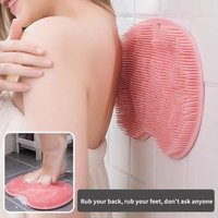 1PC Shower Foot Scrubber Mat Non-Slip Suction Cups Back Washer Exfoliating Bath Wash Pad Wall Mounted Silicone Foot Cleaner