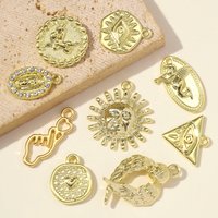 10pcs/lot Triangle Evil Eye Sun Gold Plated Necklace Pendant High Polished Heart Cupid Angel DIY Earring Charm Women Jewelry