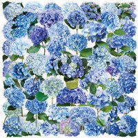50Pcs Transparent Hydrangea Flower Stickers Cute Hydrangeas DIY Sticker Scrapbooking Phone Luggage Skateboard Waterproof Decals