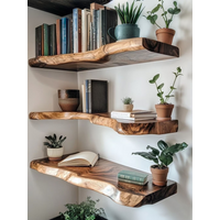 Invisible Wall Mounted Log Display Shelf Chinese New Style Home Decoration Rack Vertical Partition Single Row Installation