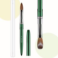 100% Kolinsky Acrylic Nail Brush Design Green Metal Handle Professional Manicuring Good Quality for Polish Powder Size 2#-18#