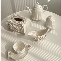 Vintage Ins Style Relief Ceramic Coffee Set With Hand Held Camellia Delicate And Luxurious Afternoon Tea Set